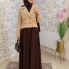 Ensemble Abaya Élégant avec Veste en Katifa & Foulard Offert