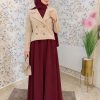 Ensemble Abaya Élégant avec Veste en Katifa & Foulard Offert