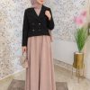 Ensemble Abaya Élégant avec Veste en Katifa & Foulard Offert